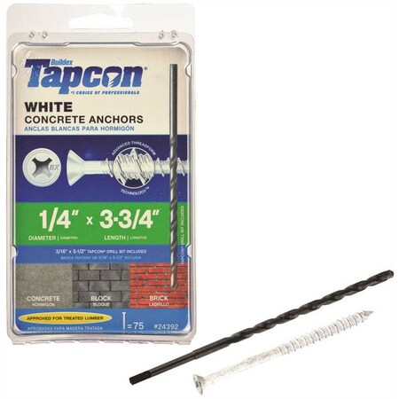 Tapcon Masonry Screw, Flat, 75 PK